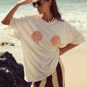 NWT Free People Cream Shell Graphic Tee